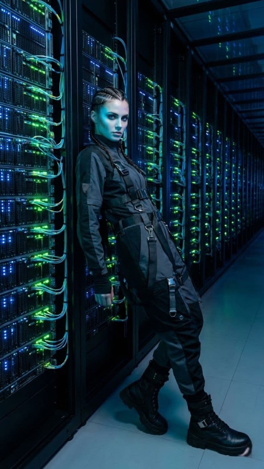 AI generated output for High-Tech Server Room Cyberpunk