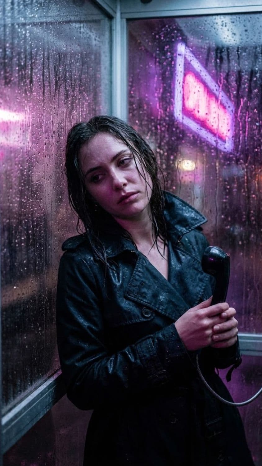 AI generated output for Neon Phonebooth Rainy Night