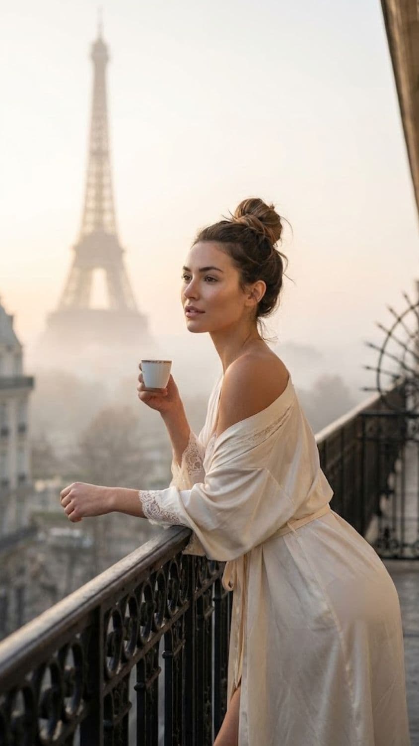 AI generated output for Parisian Balcony Morning Coffee