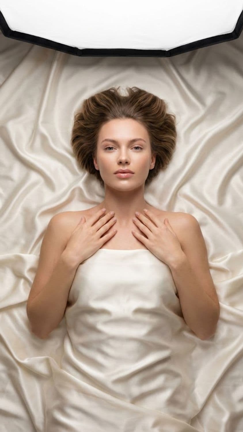 AI generated output for Silk Sheets Overhead Aerial Beauty